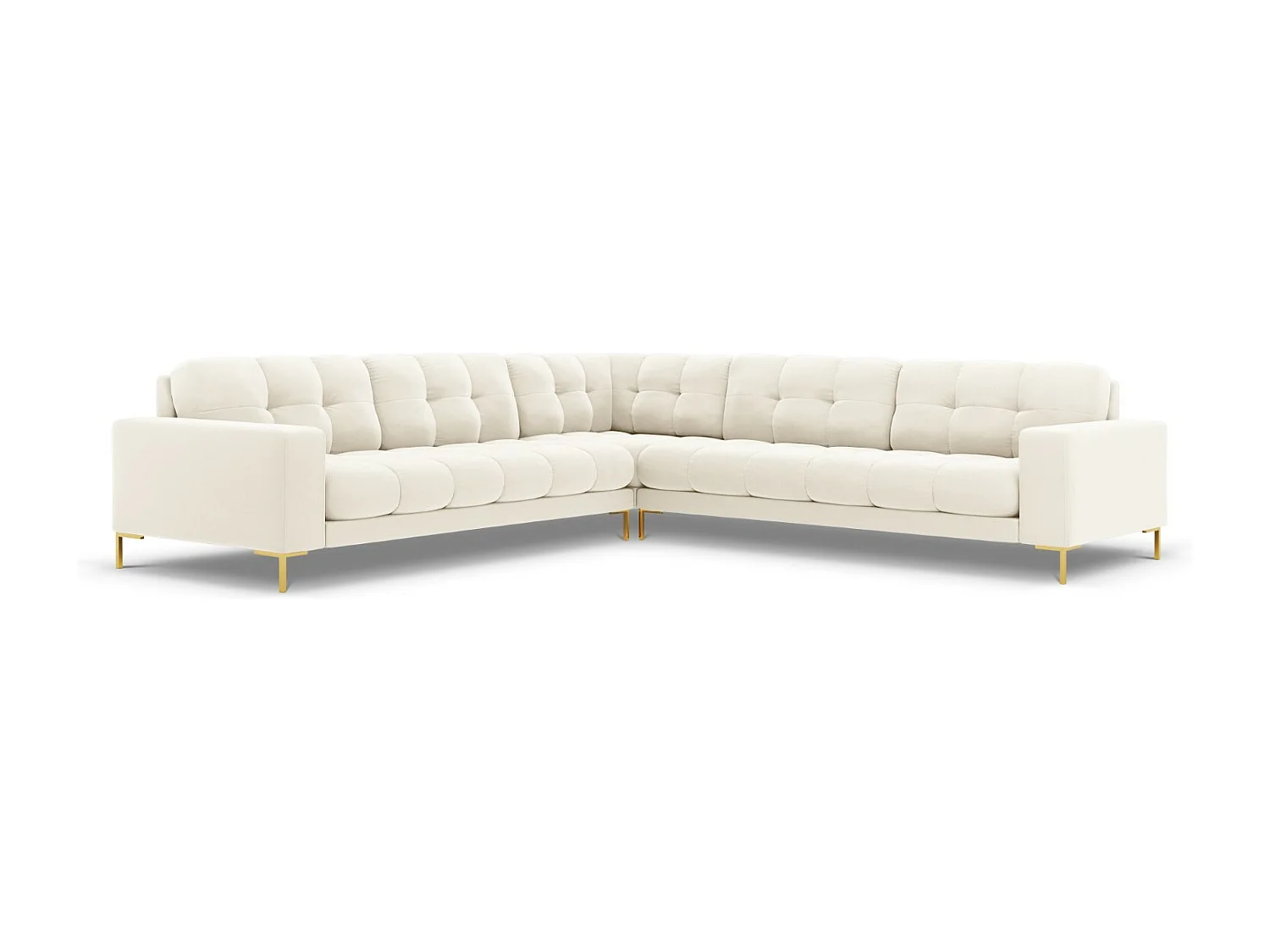 Cosmopolitan Design - Canapé d'angle symétrique "Bali" 6 places en velours beige clair - 256x256x75cm