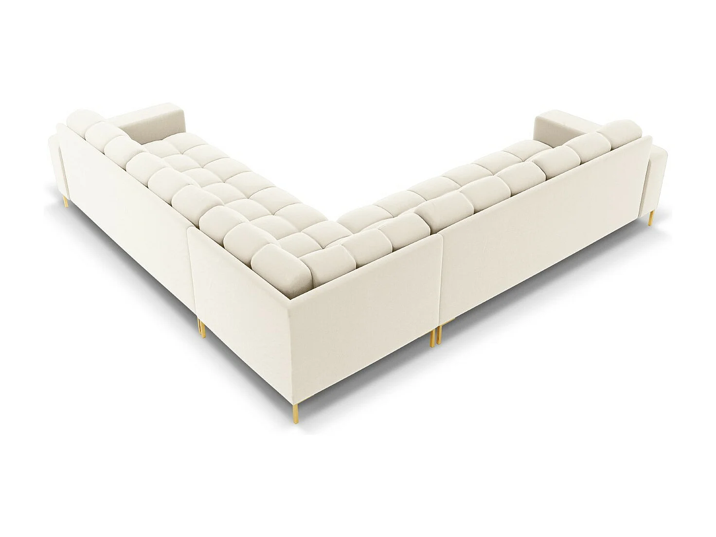 Cosmopolitan Design - Canapé d'angle symétrique "Bali" 6 places en velours beige clair - 256x256x75cm