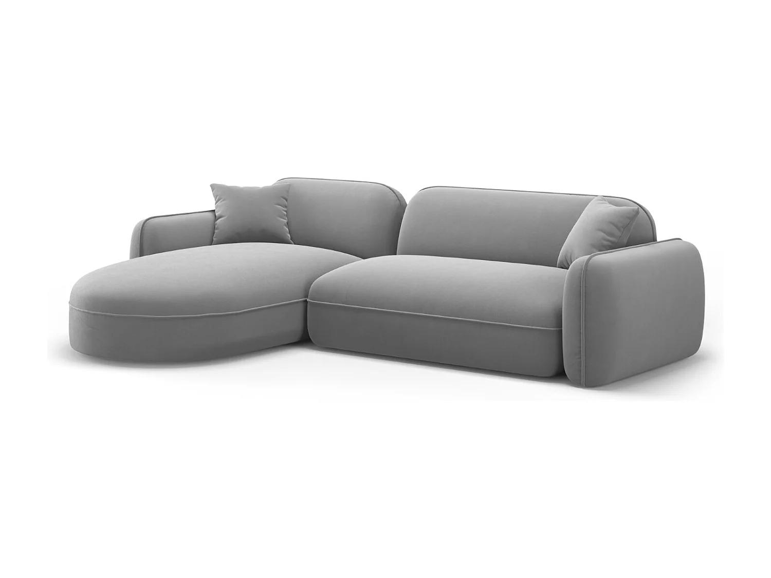 CXL by Christian Lacroix - 4-Sitzer modulares Ecksofa links "Lucien" Sitzer aus Samt hellgrau - 275x165x70cm