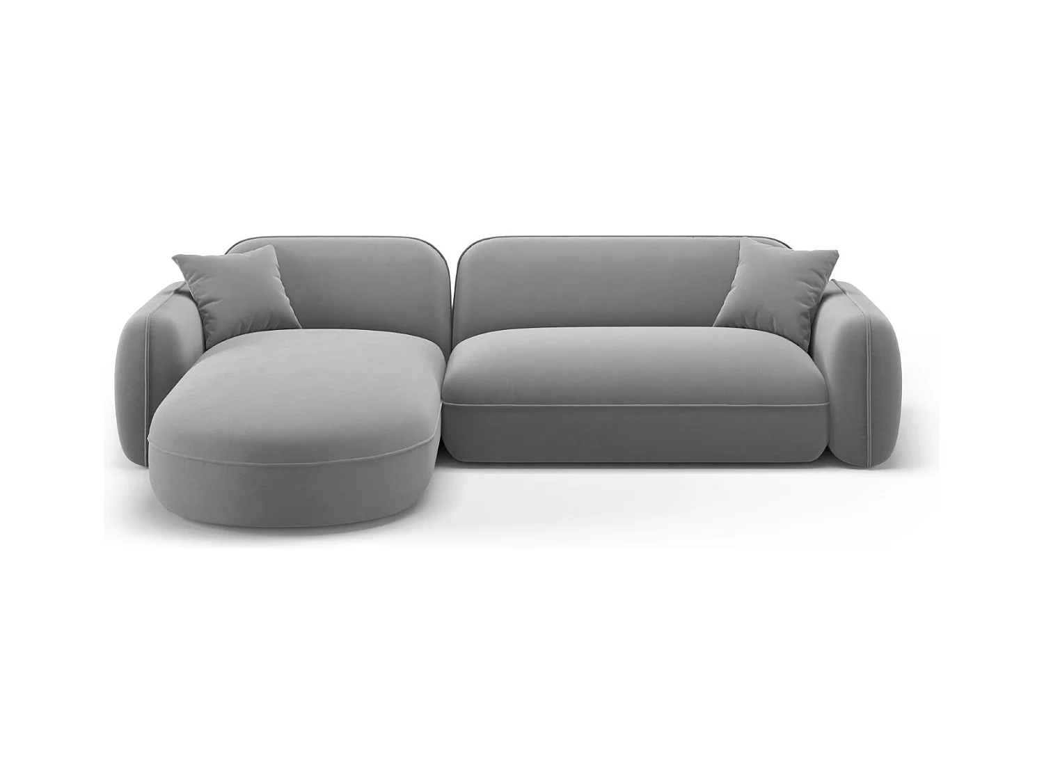 CXL by Christian Lacroix - Modulaire hoekbank links "Lucien" 4 zitplaatsen, Flueel, Lichtgrijs - 275x165x70cm