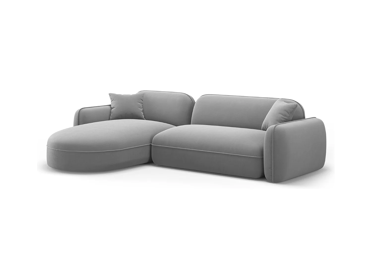 CXL by Christian Lacroix - Canapé d'angle gauche modulable "Lucien" 4 places en velours gris clair - 275x165x70cm