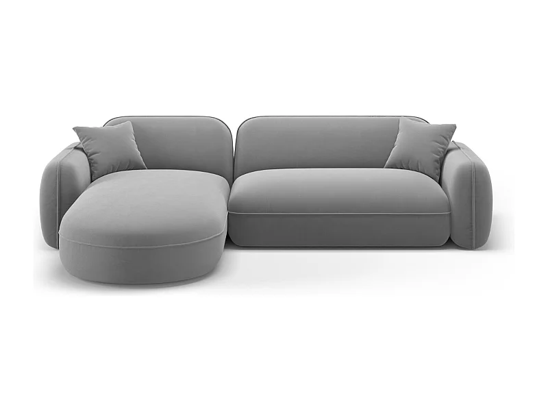 CXL by Christian Lacroix - Sofá modular de canto esquerdo "Lucien" 4 lugares em veludo cinza claro - 275x165x70cm