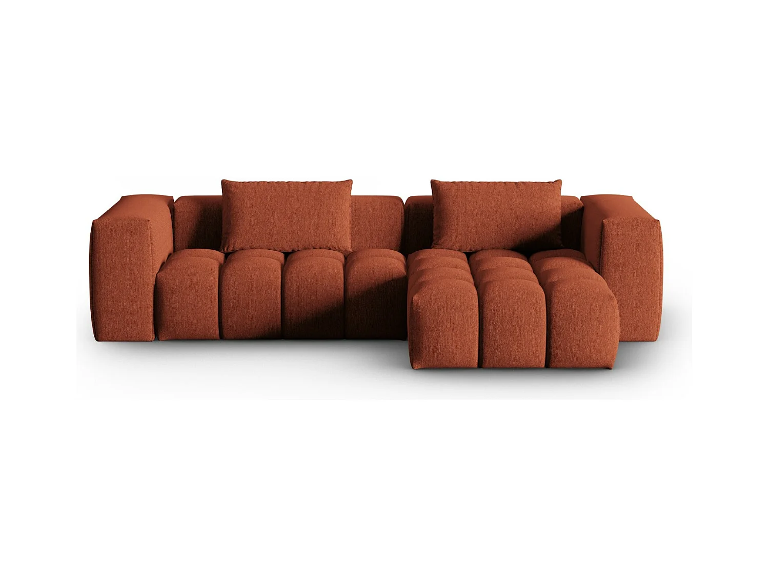 CXL by Christian Lacroix - Canapé d'angle droit modulable "Lorella" 3 places en tissu structurel corail - 260x145x70cm