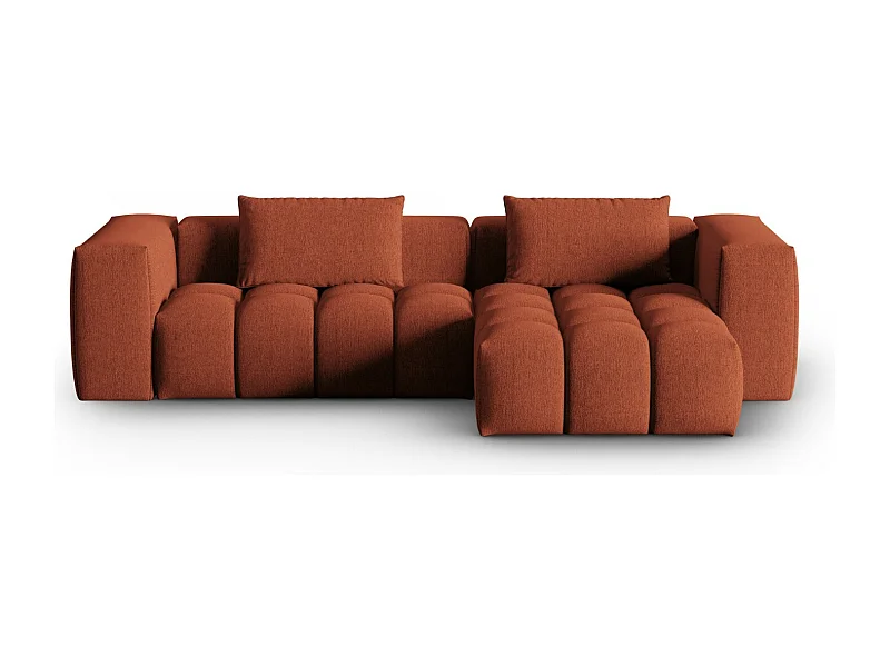 CXL by Christian Lacroix - Divano angolare modulare destro "Lorella" 3 posti in tessuto strutturato corallo - 260x145x70cm