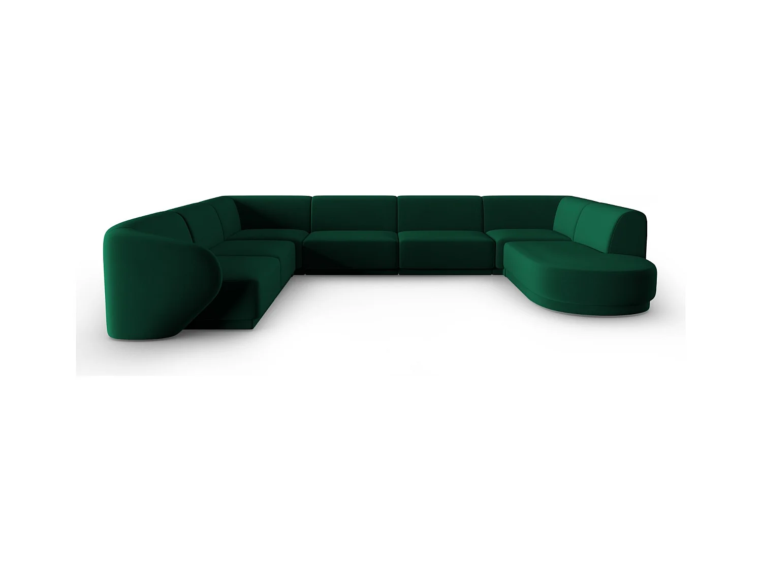 CXL by Christian Lacroix - Modulaire panoramische hoekbank links "Lionel" 8 zitplaatsen, Flueel, Flessengroen - 342x323x74cm
