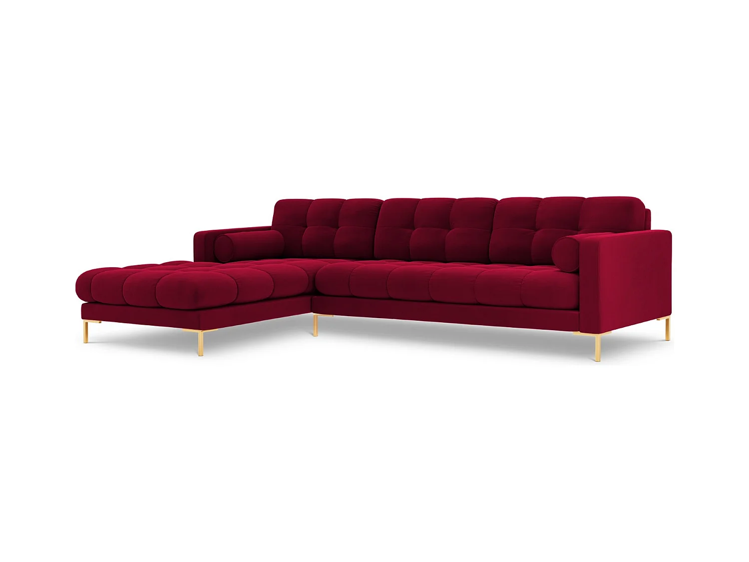 Cosmopolitan Design - Linker hoekbank "Bali" 5 zitplaatsen, Flueel, Rood - 293x185x75cm
