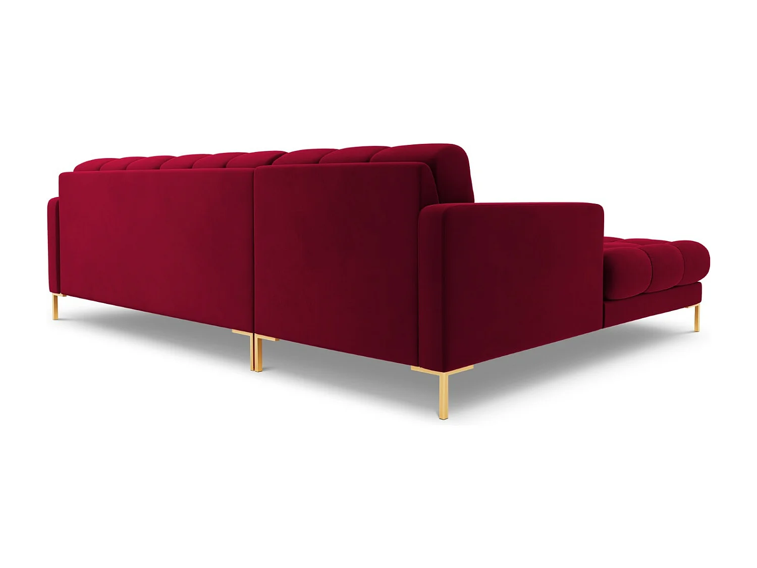 Cosmopolitan Design - Sofá de canto esquerdo "Bali" 5 lugares em veludo vermelho - 293x185x75cm