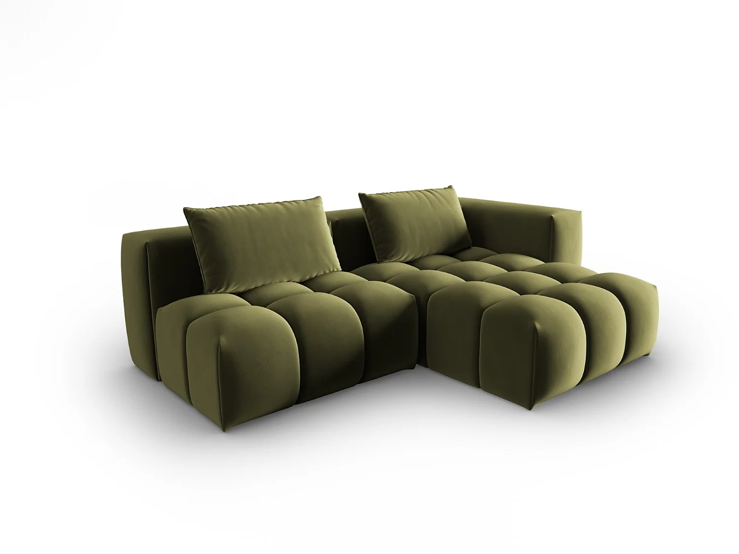 CXL by Christian Lacroix - Divano angolare modulare destro "Lorella" 3 posti in velluto verde chiaro - 205x145x70cm