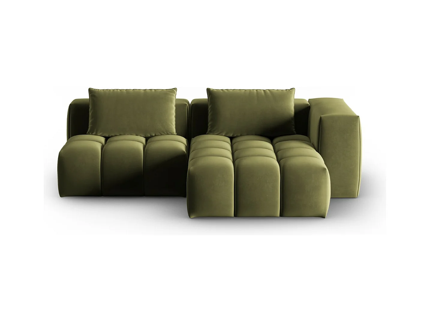 CXL by Christian Lacroix - Canapé d'angle droit modulable "Lorella" 3 places en velours vert clair - 205x145x70cm