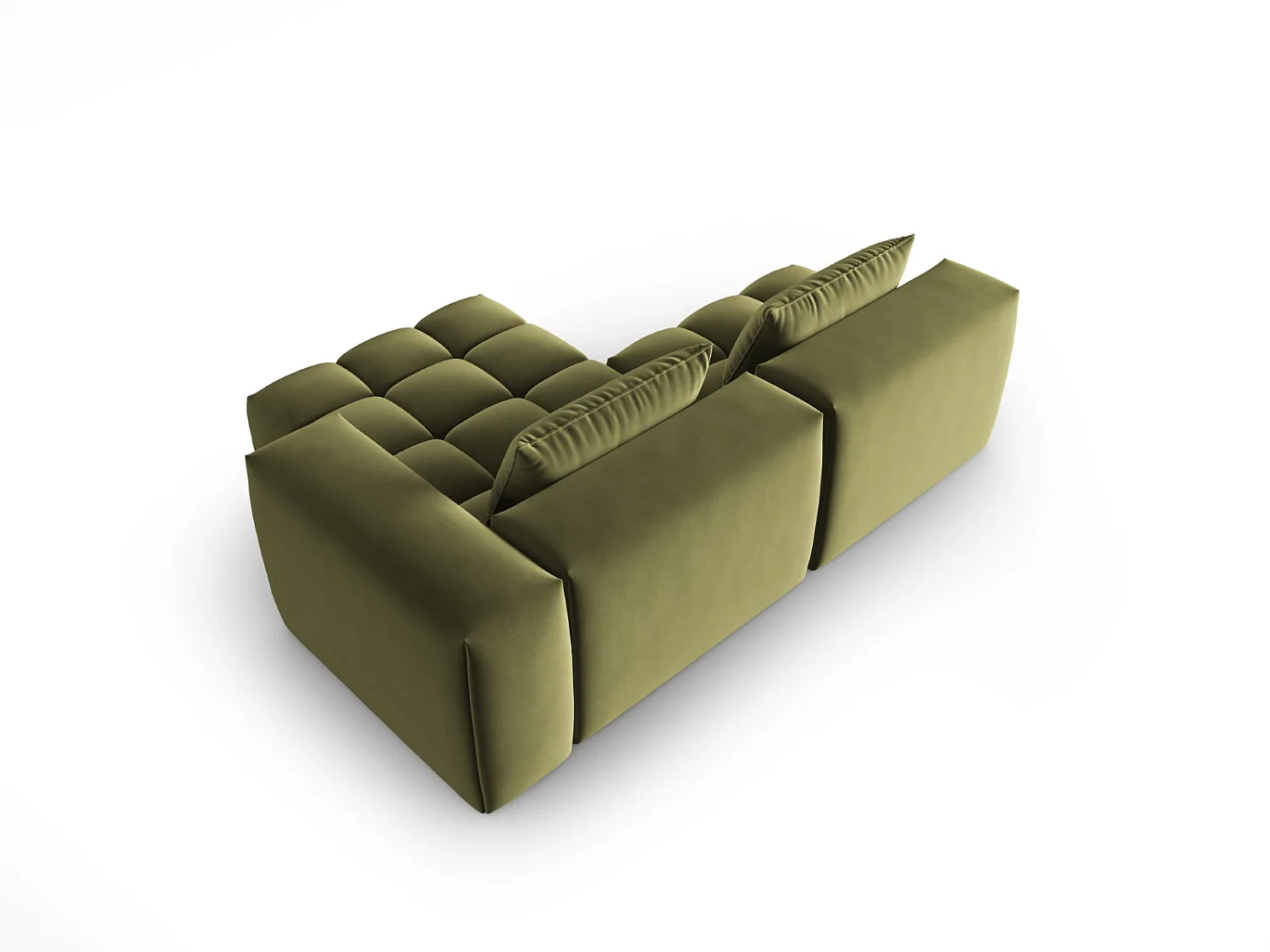 CXL by Christian Lacroix - Canapé d'angle droit modulable "Lorella" 3 places en velours vert clair - 205x145x70cm