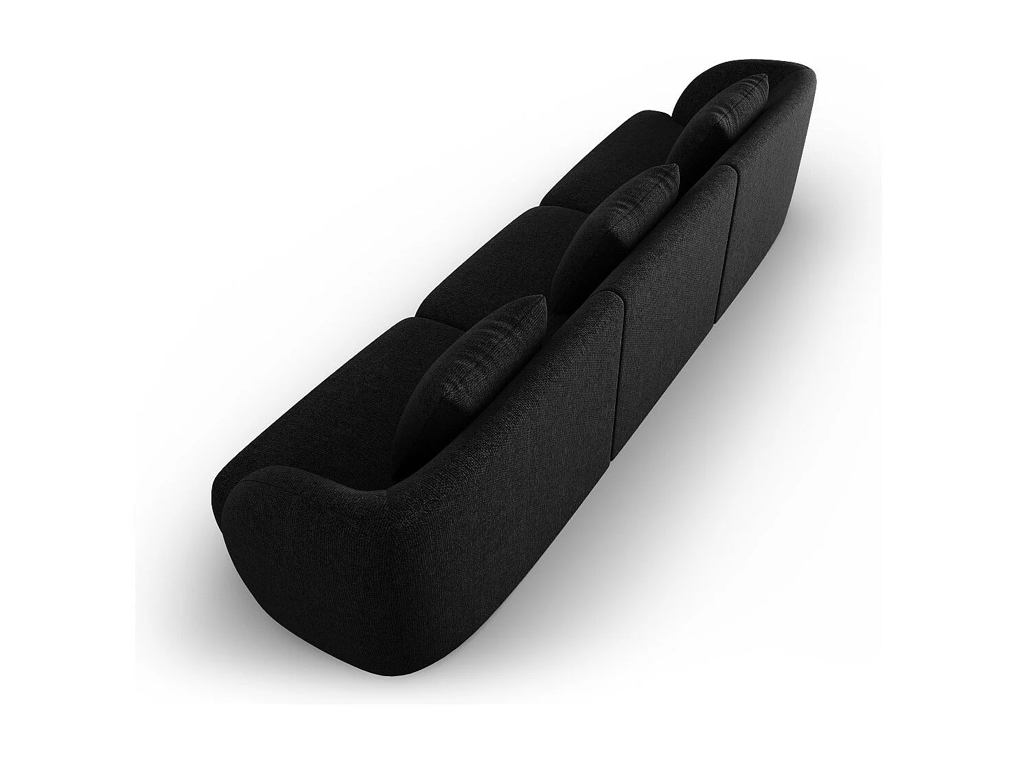 Cosmopolitan Design - Sofa, "Tulum" 3 miejsca szenil, czarny - 255x90x70cm