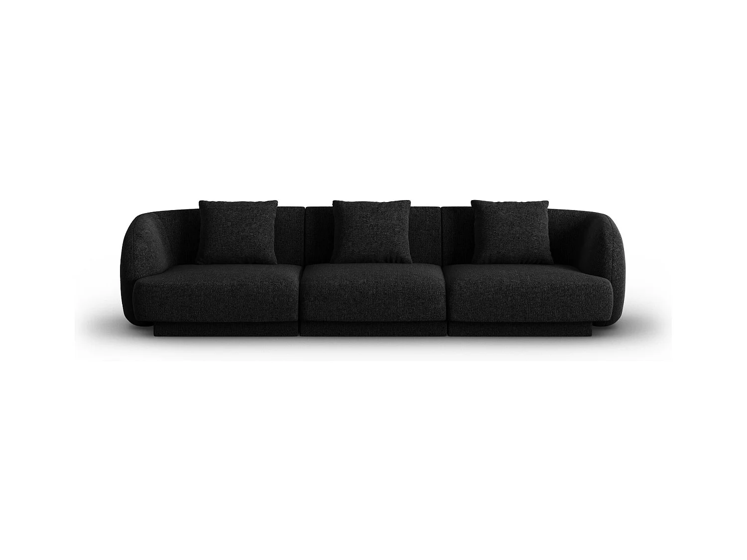 Cosmopolitan Design - Canapé "Tulum" 3 places en chenille noir - 255x90x70cm