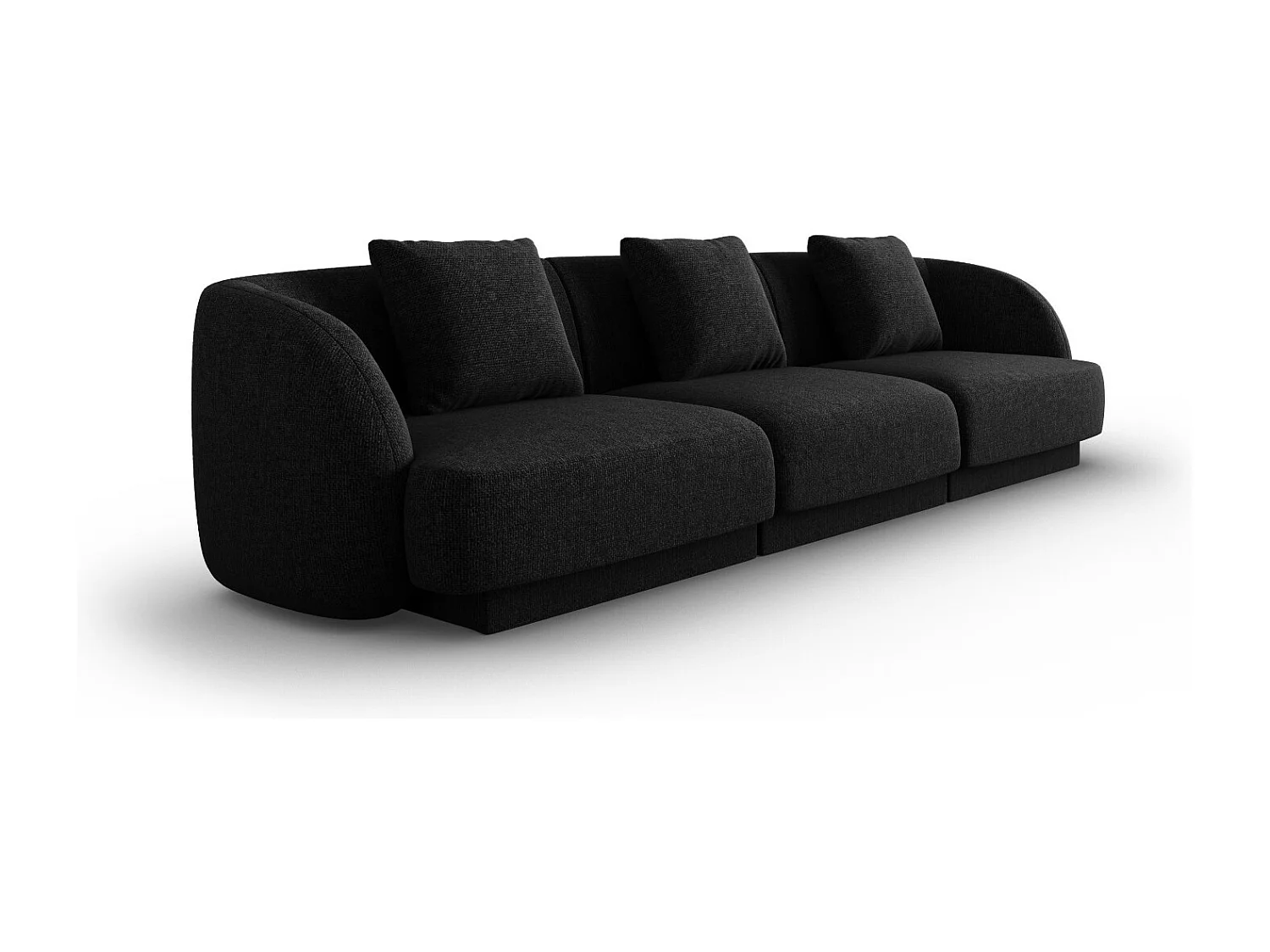 Cosmopolitan Design - Sofá "Tulum" 3 lugares em tecido chenille preto - 255x90x70cm