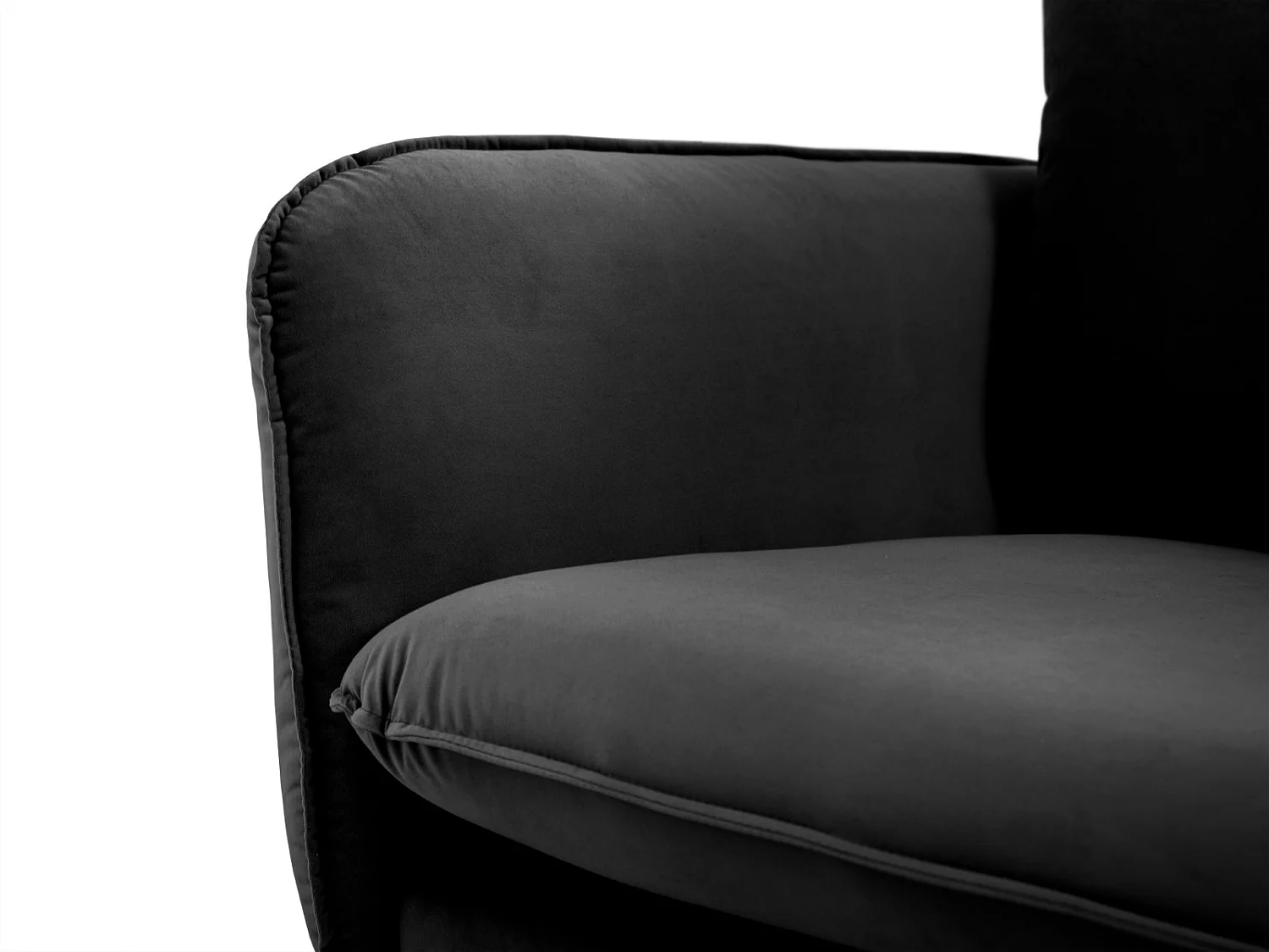 Cosmopolitan Design - Canapé d'angle droit "Vienna" 6 places en velours noir - 275x185x95cm