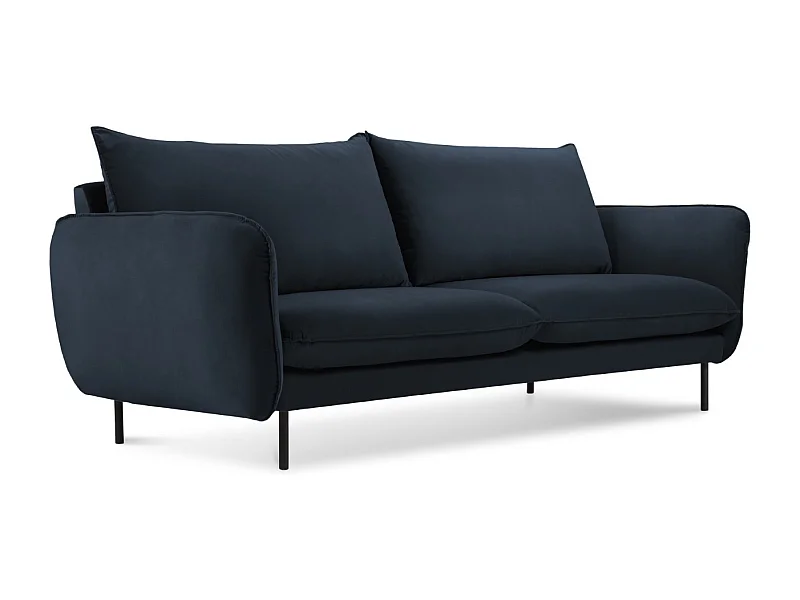 Cosmopolitan Design - 2-Sitzer Sofa "Vienna" aus Samt dunkelblau - 160x92x95cm