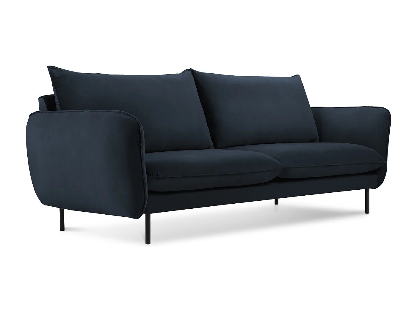 Cosmopolitan Design - 2-Sitzer Sofa "Vienna" aus Samt dunkelblau - 160x92x95cm