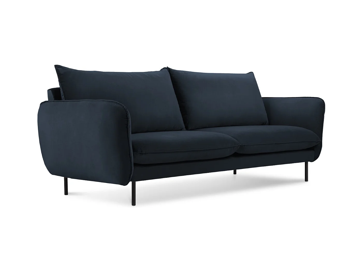 Cosmopolitan Design - Canapé "Vienna" 2 places en velours bleu foncé - 160x92x95cm