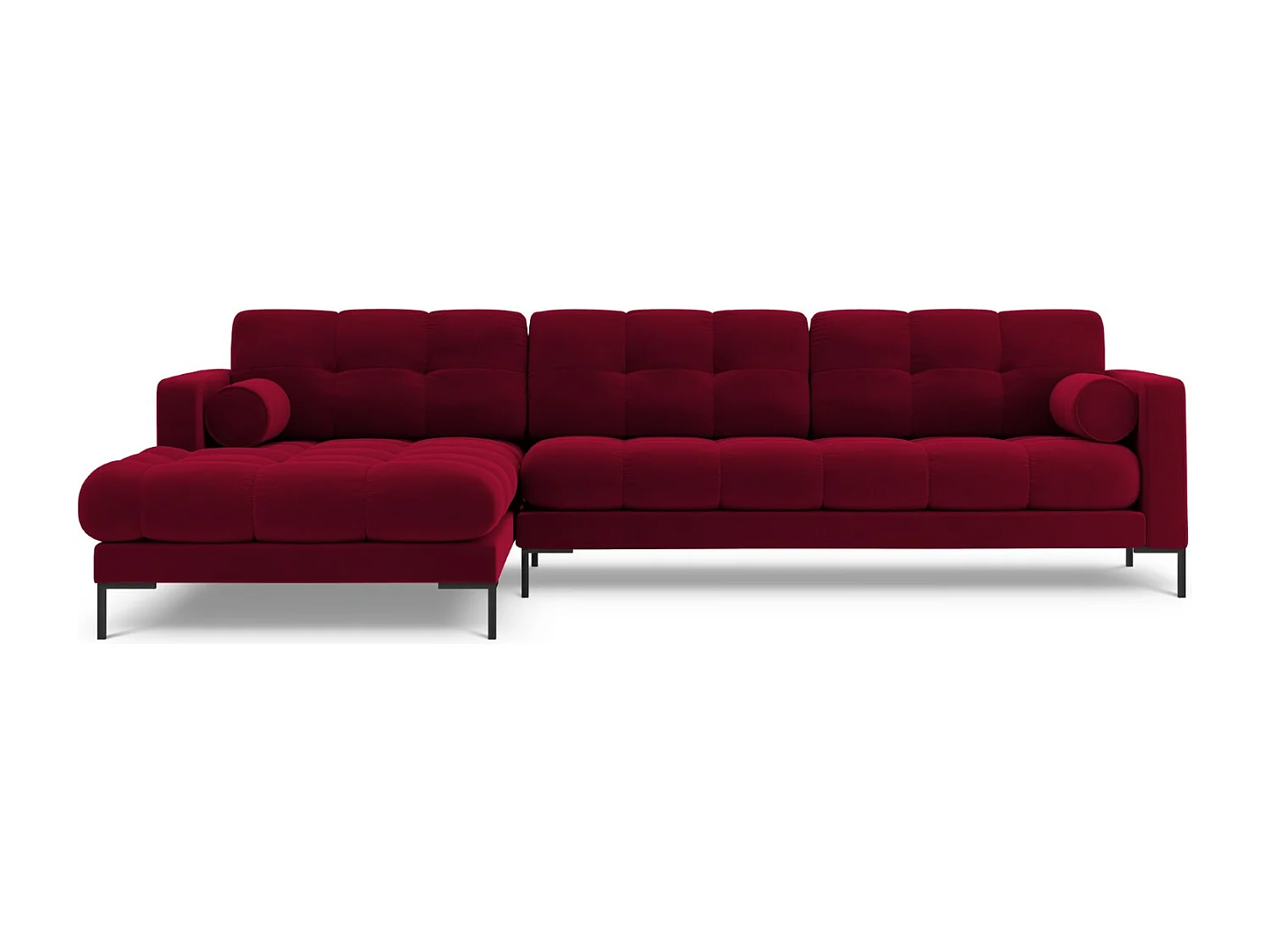 Cosmopolitan Design - 5-Sitzer Ecksofa links "Bali" aus Samt rot - 293x185x75cm