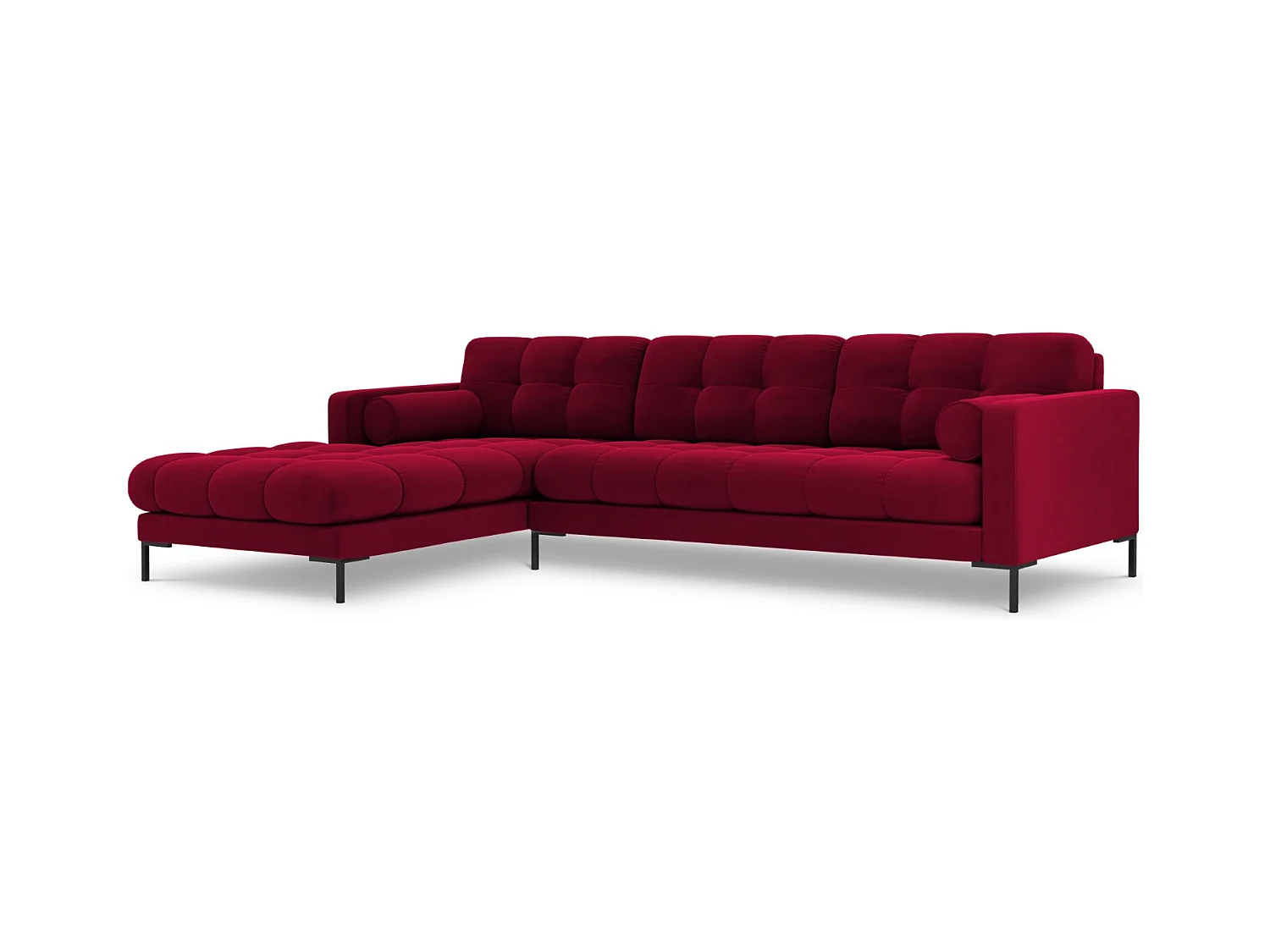 Cosmopolitan Design - Linker hoekbank "Bali" 5 zitplaatsen, Flueel, Rood - 293x185x75cm