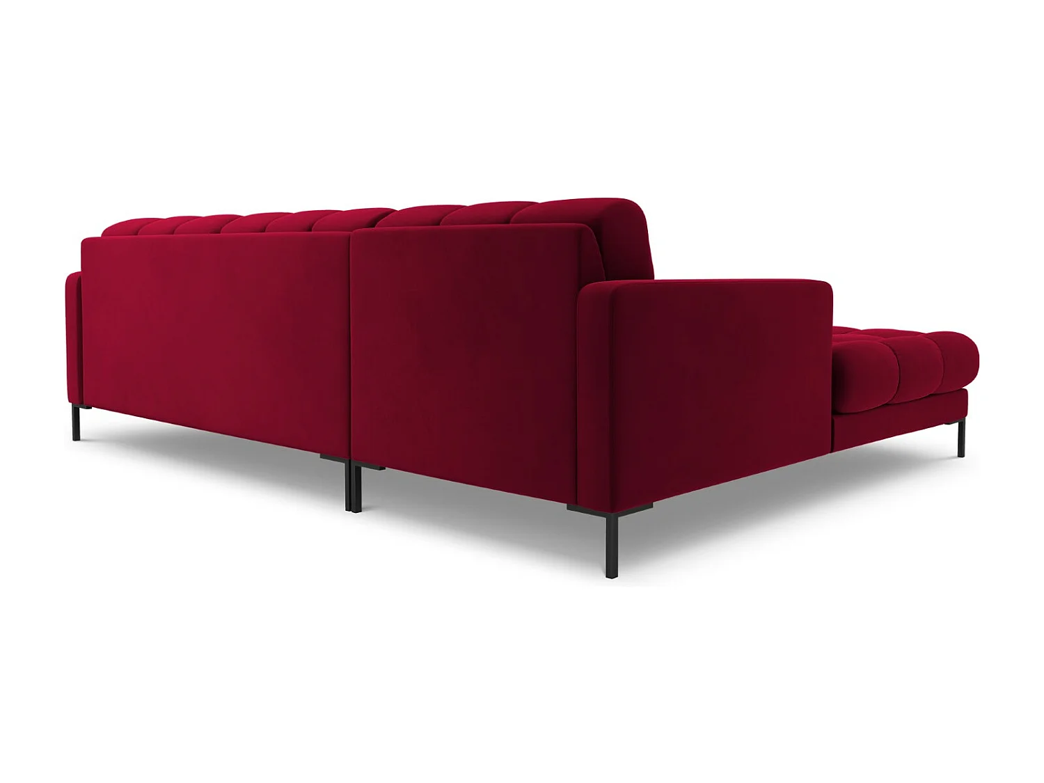 Cosmopolitan Design - Sofá de canto esquerdo "Bali" 5 lugares em veludo vermelho - 293x185x75cm