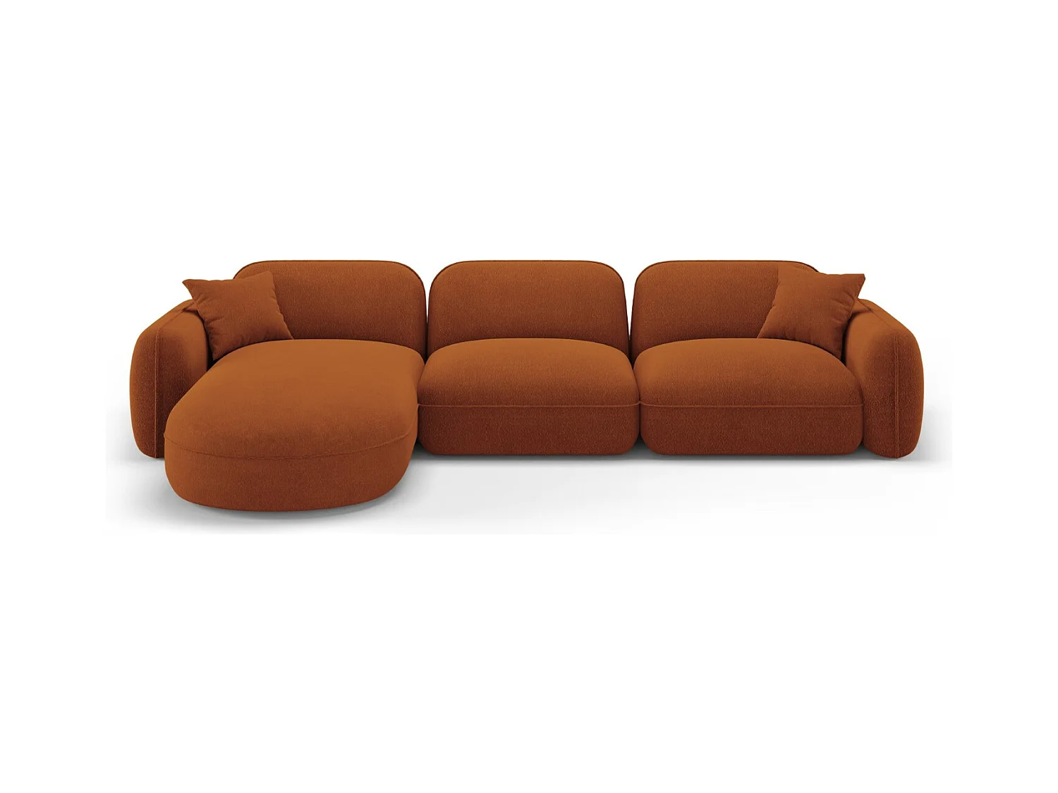 CXL by Christian Lacroix - Modulaire hoekbank links "Lucien" 4 zitplaatsen, Flueel, Terracotta - 320x165x70cm