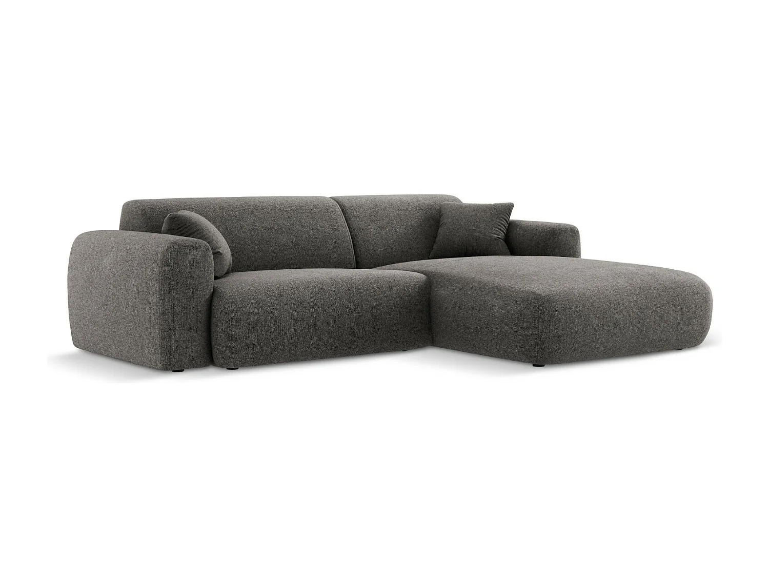 Cosmopolitan Design - 4-Sitzer Ecksofa rechts "Nolio" aus Chenille-Stoff grau - 235x170x72cm