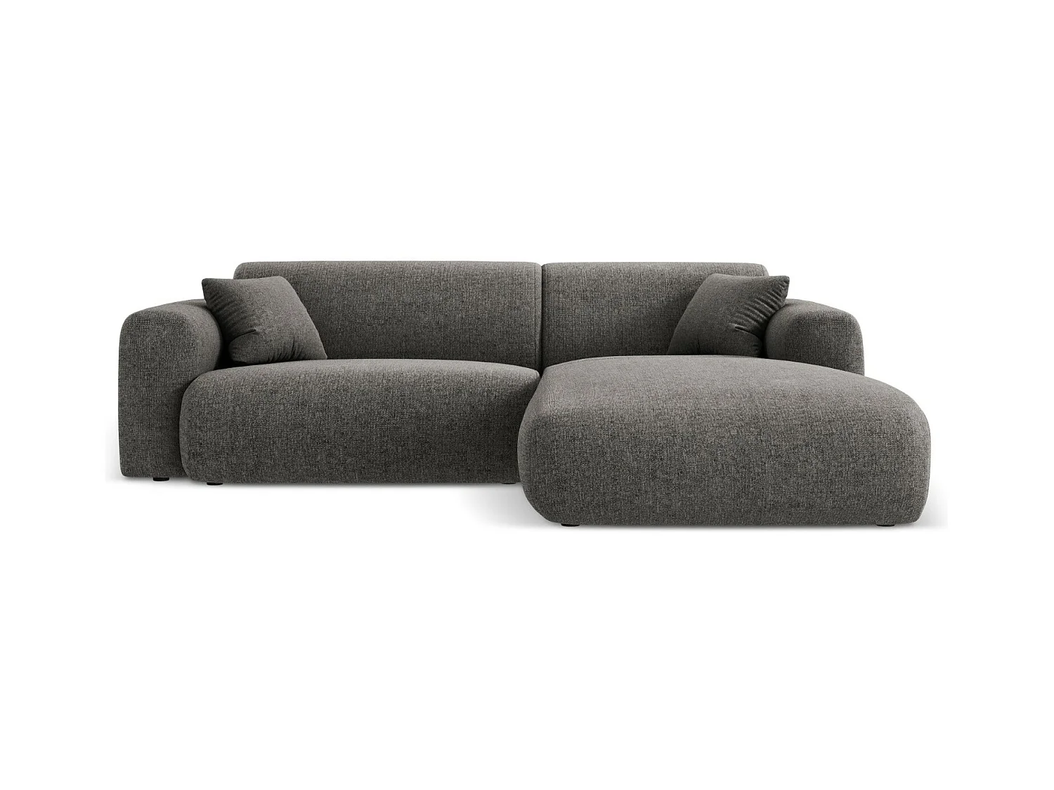 Cosmopolitan Design - Canapé d'angle droit "Nolio" 4 places en chenille gris - 235x170x72cm