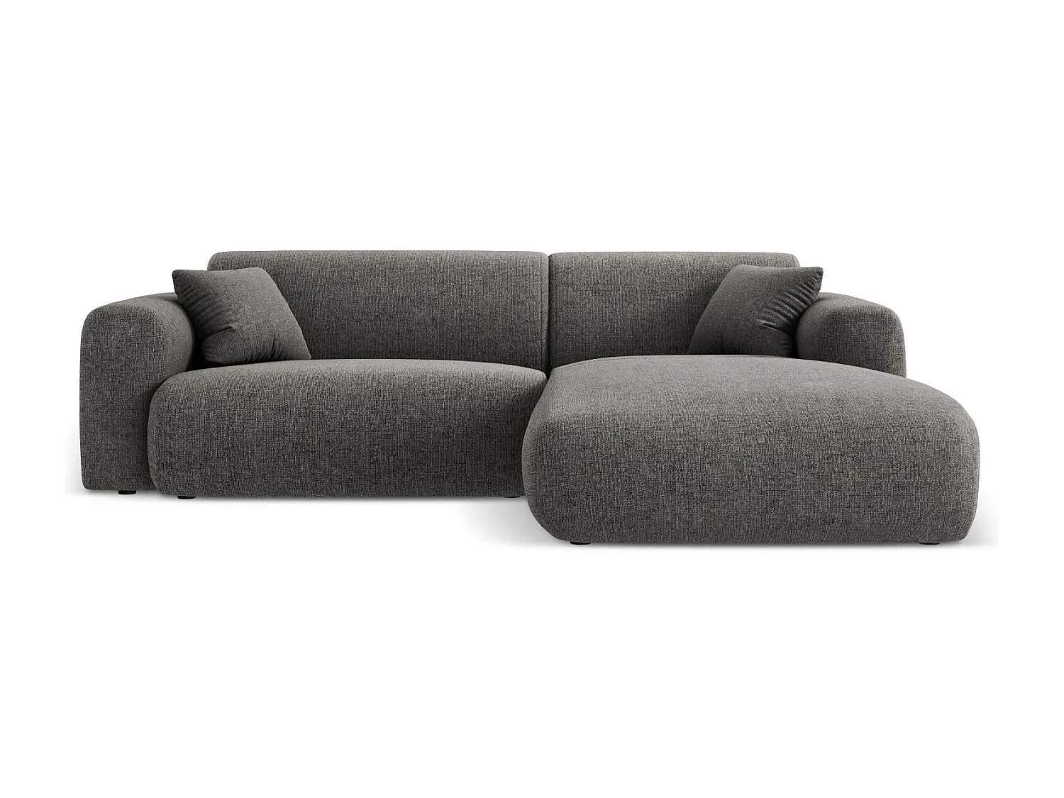 Cosmopolitan Design - Sofá de canto direito "Nolio" 4 lugares em tecido chenille cinza - 235x170x72cm