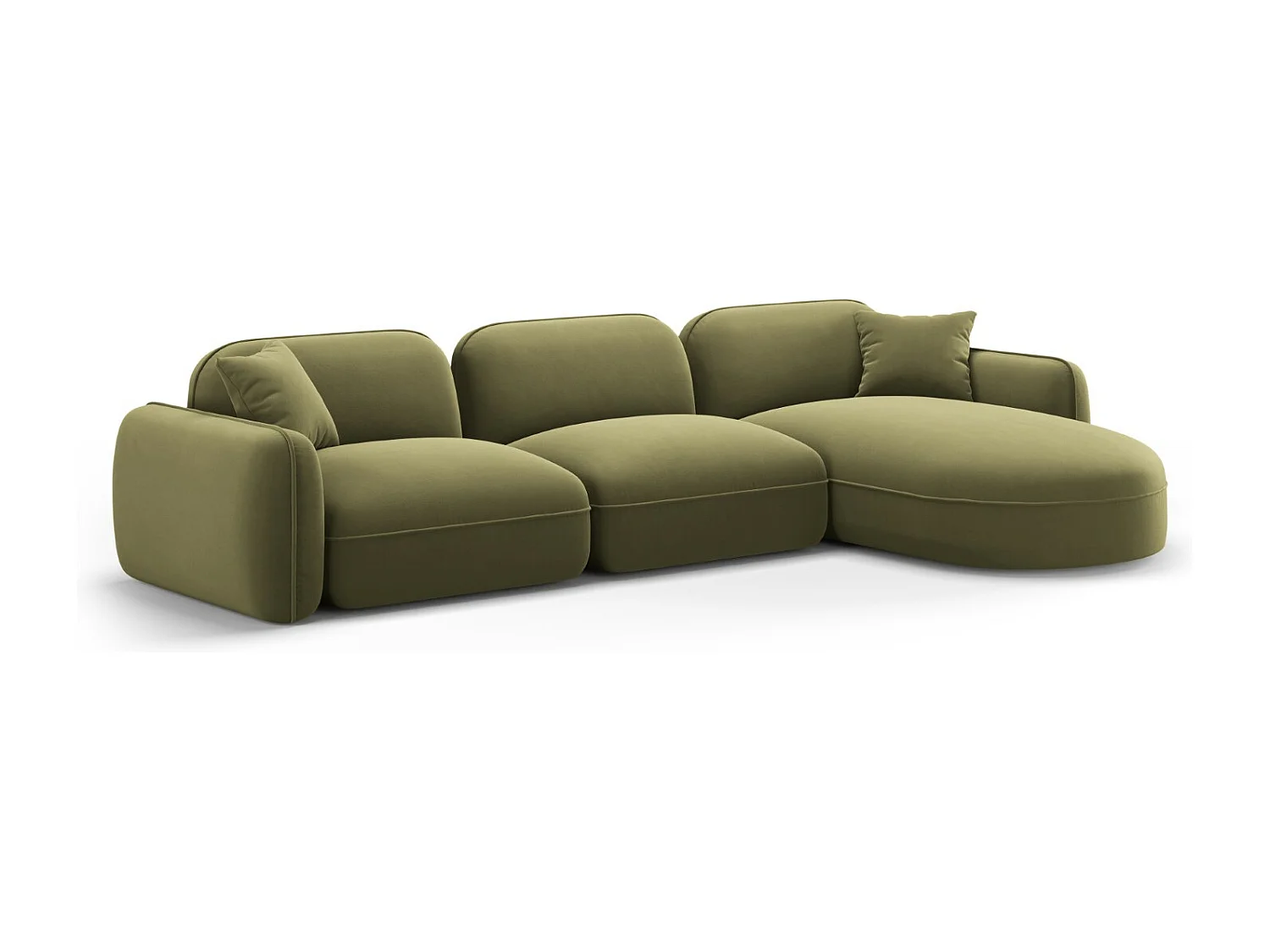 CXL by Christian Lacroix - Divano angolare modulare destro "Lucien" 4 posti in velluto verde chiaro - 320x165x70cm