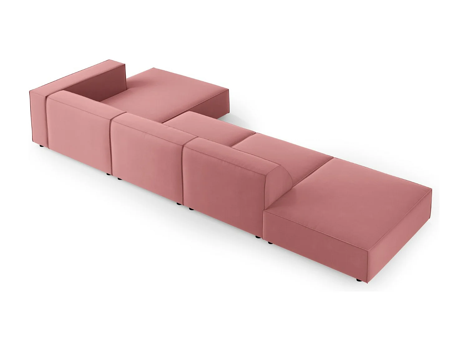 Cosmopolitan Design - Sofá de canto direito "Arendal" 5 lugares em veludo salmão - 341x166x70cm