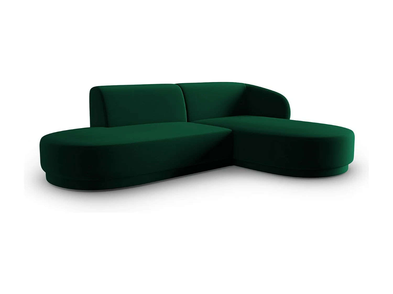 CXL by Christian Lacroix - Canapé d'angle droit modulable "Lionel" 4 places en velours vert bouteille - 233x155x74cm