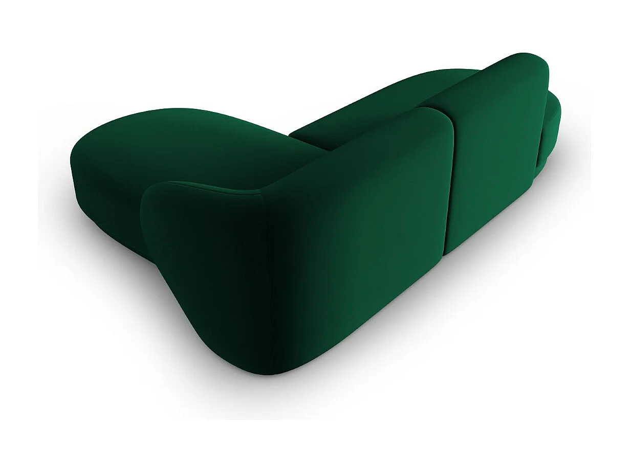 CXL by Christian Lacroix - Canapé d'angle droit modulable "Lionel" 4 places en velours vert bouteille - 233x155x74cm