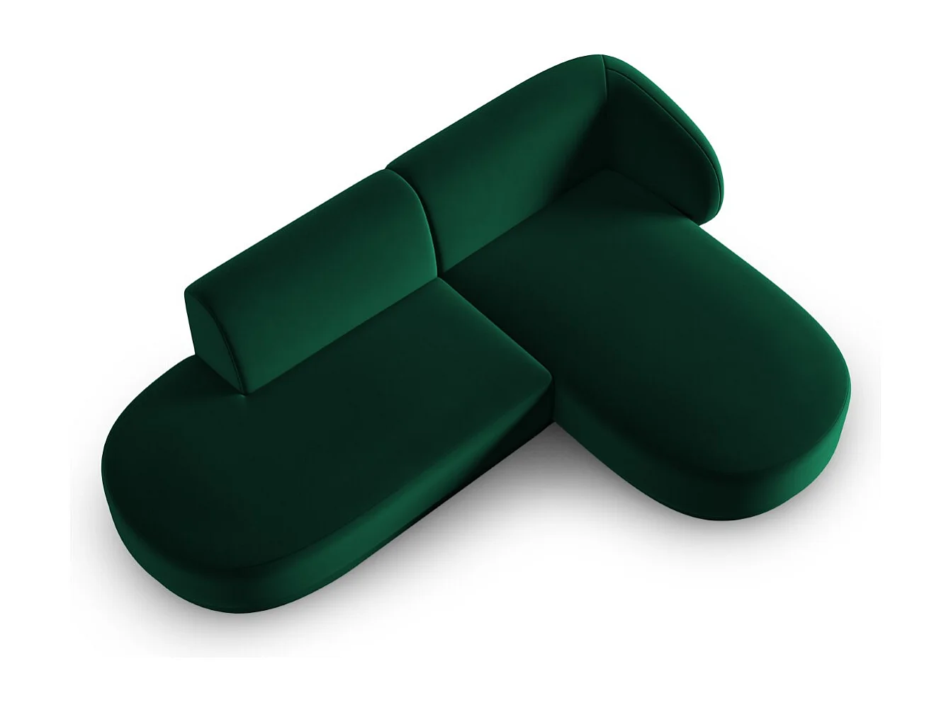 CXL by Christian Lacroix - Canapé d'angle droit modulable "Lionel" 4 places en velours vert bouteille - 233x155x74cm