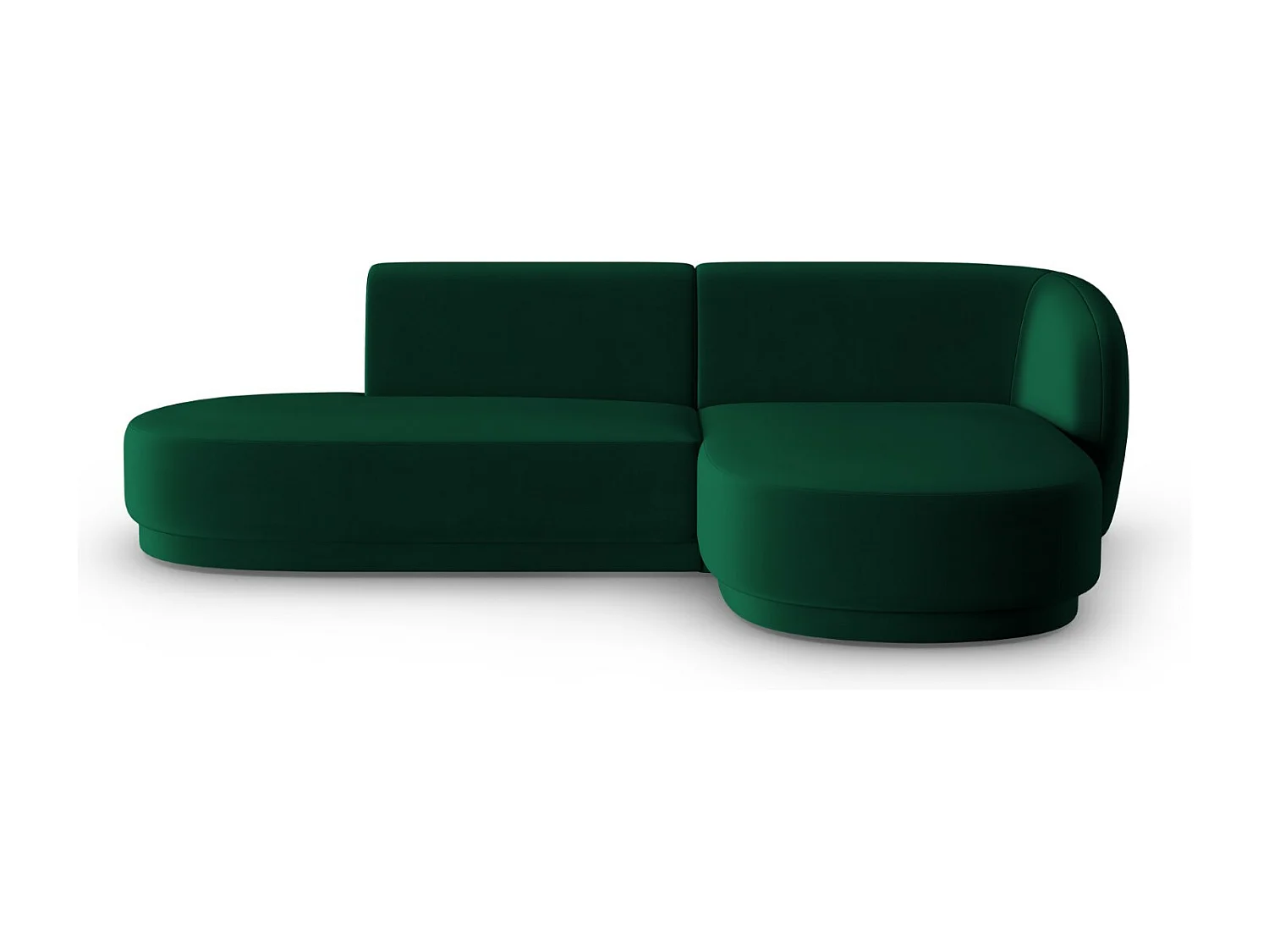 CXL by Christian Lacroix - Canapé d'angle droit modulable "Lionel" 4 places en velours vert bouteille - 233x155x74cm