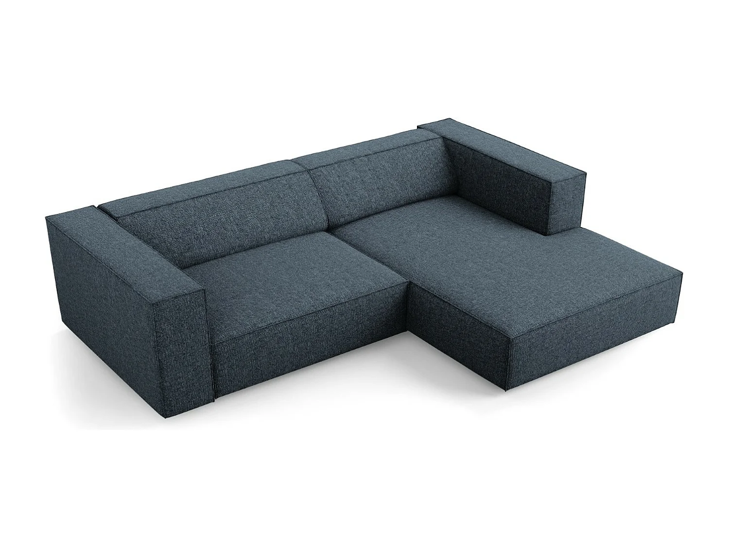 Cosmopolitan Design - Sofá esquinero derecho "Arendal" 3 plazas de tejido chenilla azul regio - 224x166x70cm