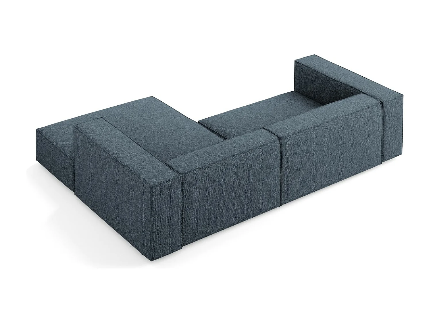 Cosmopolitan Design - Canapé d'angle droit "Arendal" 3 places en chenille bleu roi - 224x166x70cm