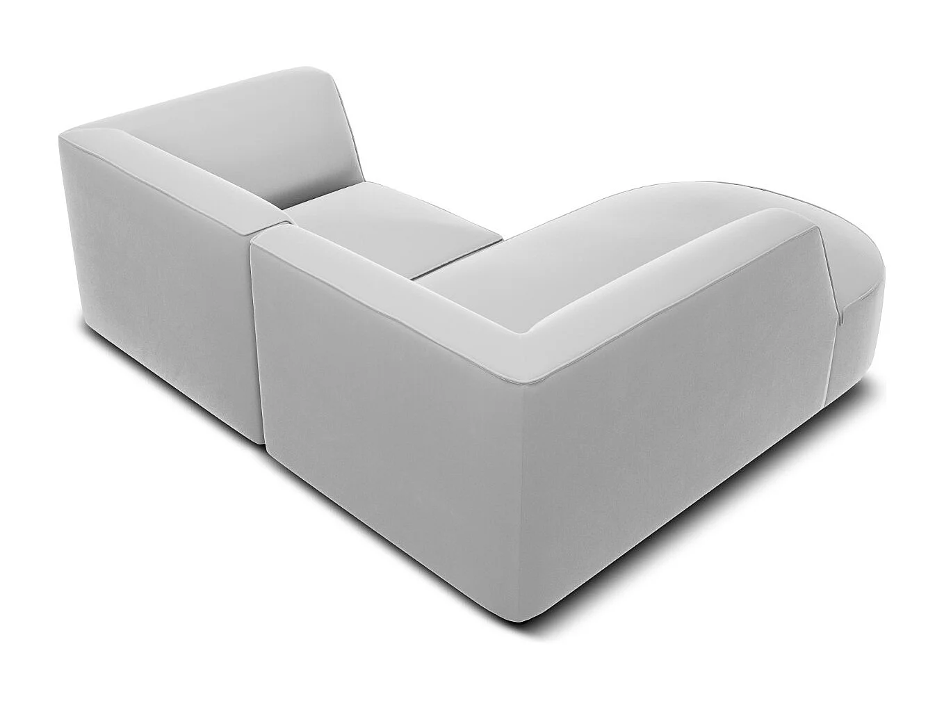 CXL by Christian Lacroix - Linker hoekbank "Charles" 3 zitplaatsen, Flueel, Lichtgrijs - 186x180x69cm