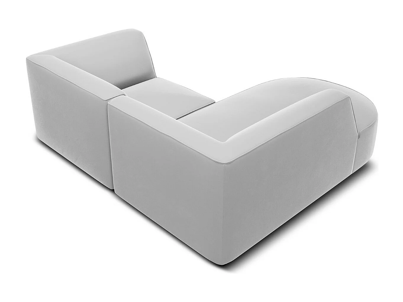 CXL by Christian Lacroix - Linker hoekbank "Charles" 3 zitplaatsen, Flueel, Lichtgrijs - 186x180x69cm