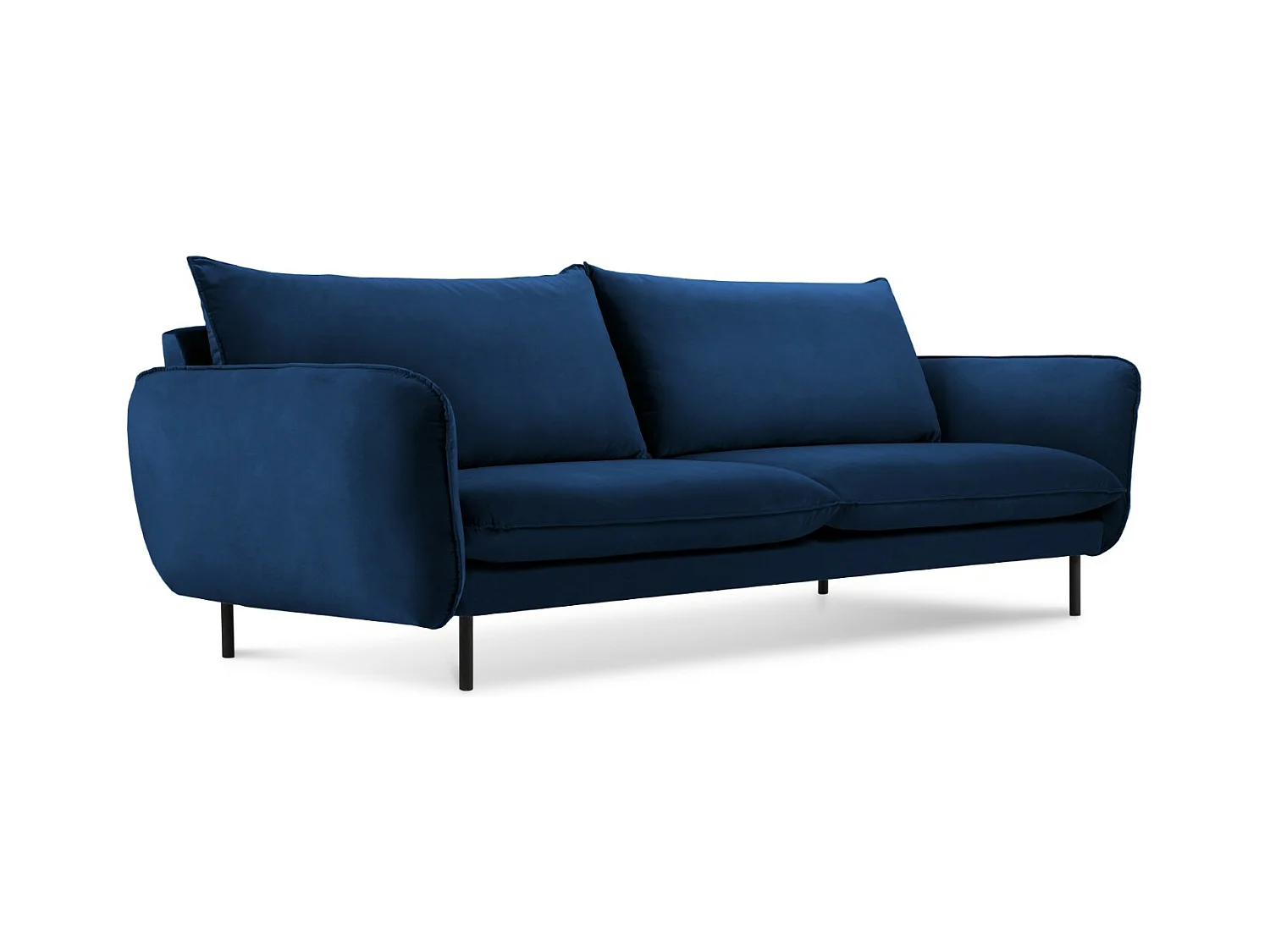 Cosmopolitan Design - Bank "Vienna" 4 zitplaatsen, Flueel, Koningsblauw - 230x92x95cm