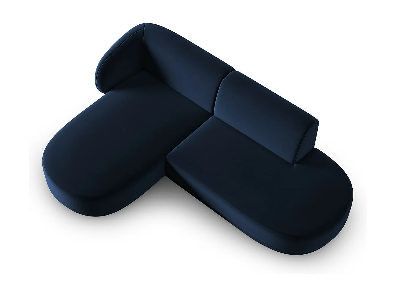 CXL by Christian Lacroix - Canapé d'angle gauche modulable "Lionel" 4 places en velours bleu roi - 233x155x74cm