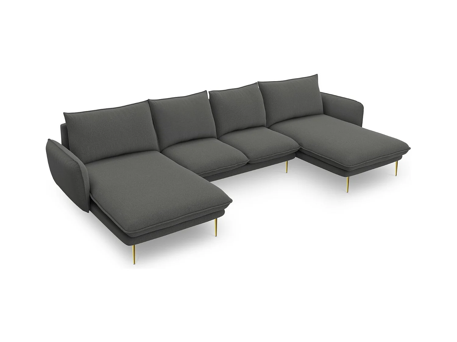 Cosmopolitan Design - Panoramische bank "Vienna" 6 zitplaatsen, Structurele stof, Donkergrijs - 350x170x95cm
