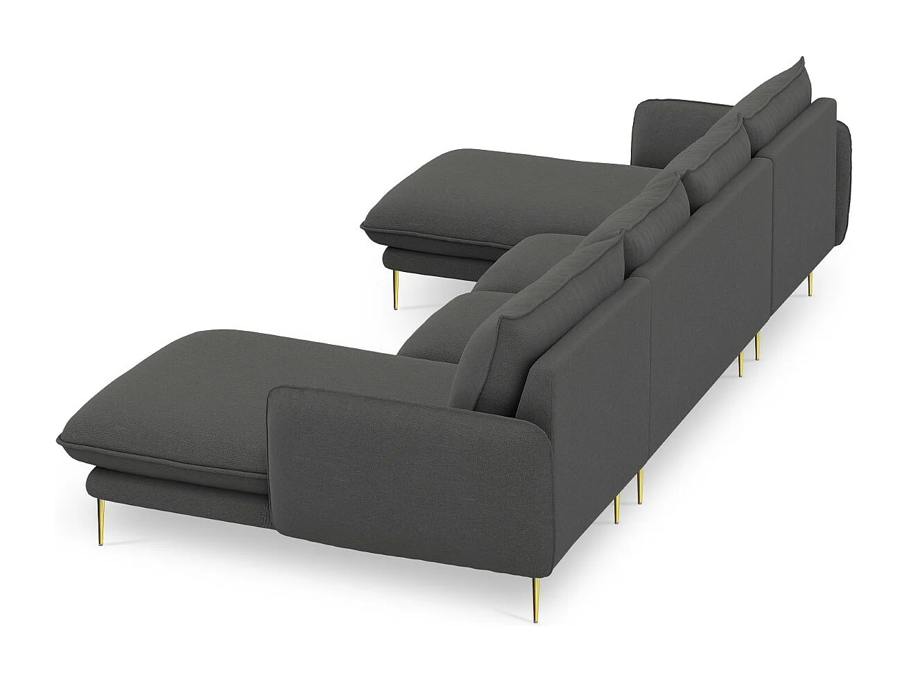 Cosmopolitan Design - Canapé panoramique "Vienna" 6 places en tissu structurel gris foncé - 350x170x95cm