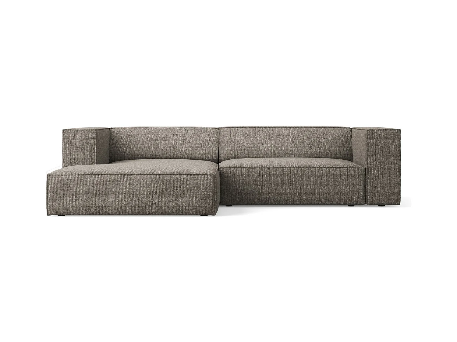 Cosmopolitan Design - Sofá de canto esquerdo "Arendal" 3 lugares em tecido chenille cinza - 224x166x70cm