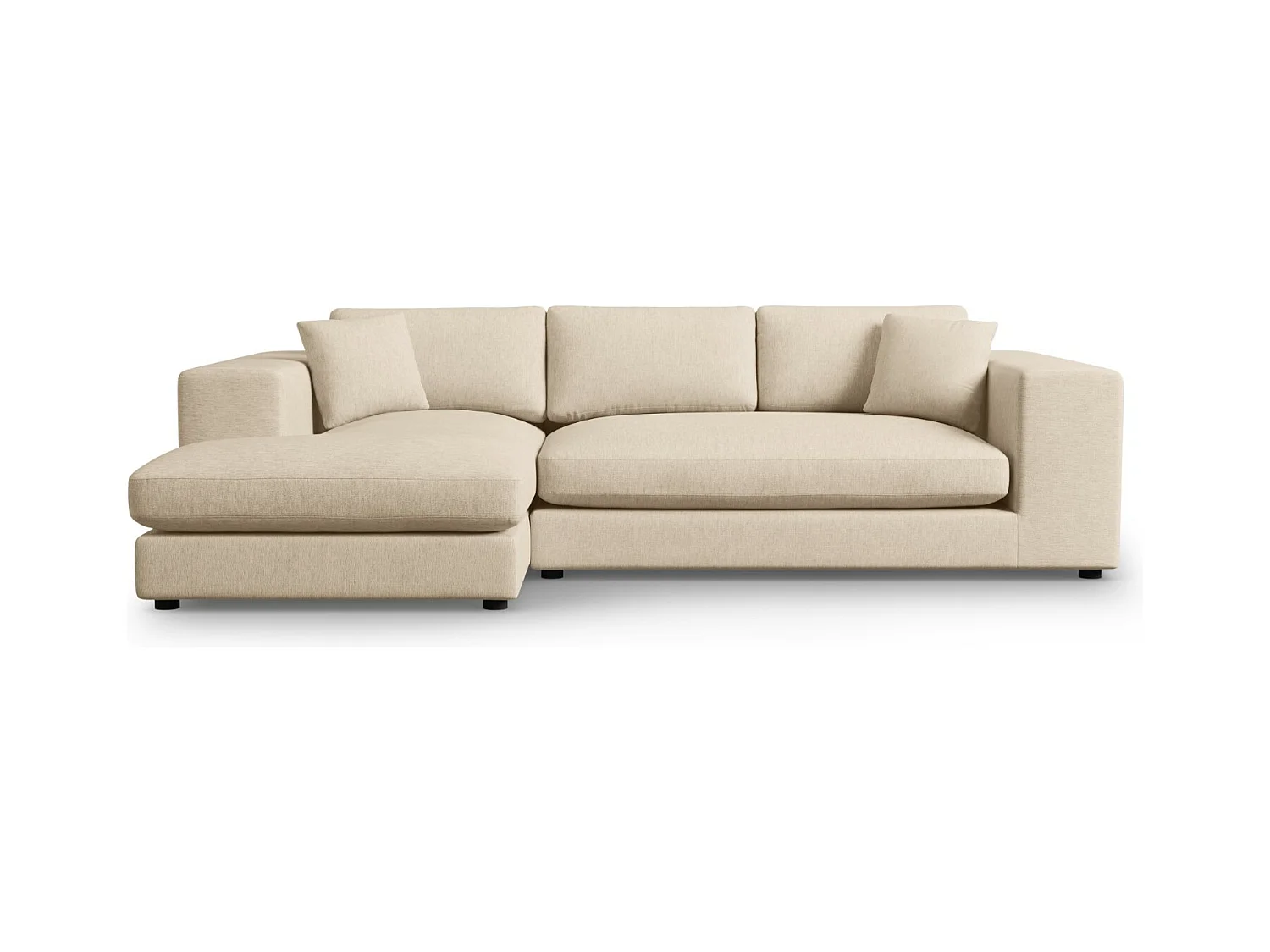CXL by Christian Lacroix - Canapé d'angle gauche "Tendance" 5 places en tissu structurel beige - 282x174x72cm
