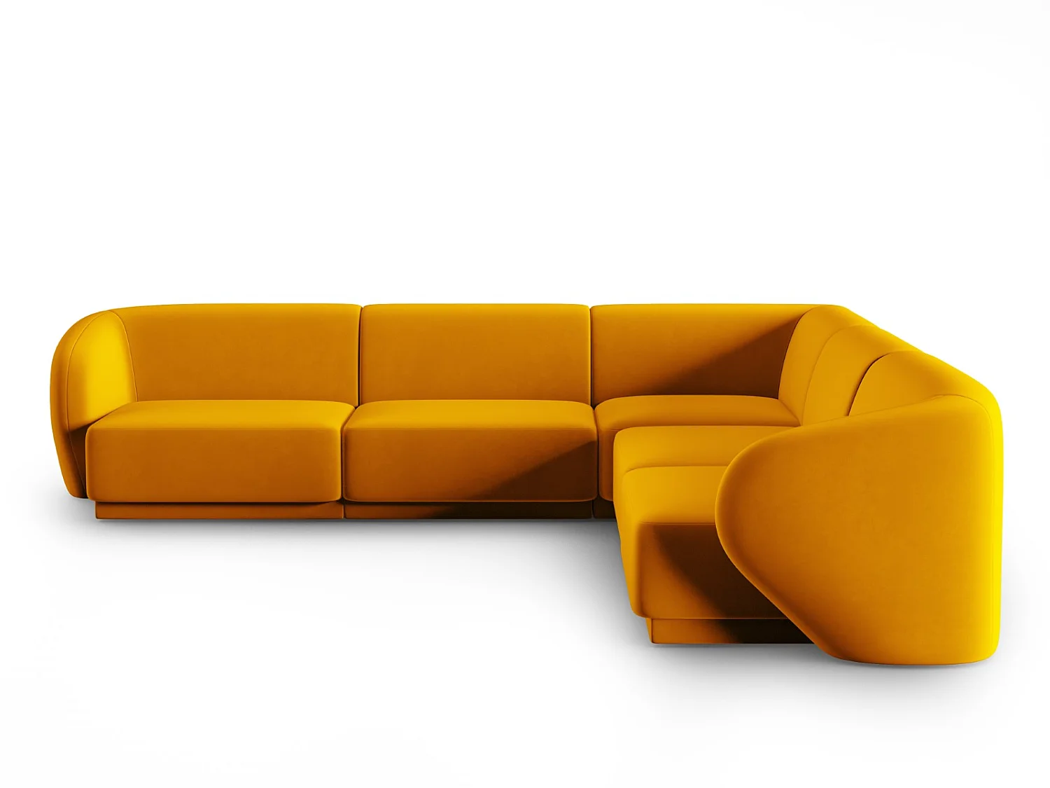 CXL by Christian Lacroix - Canapé d'angle modulable symétrique "Lionel" 6 places en velours jaune - 265x265x74cm