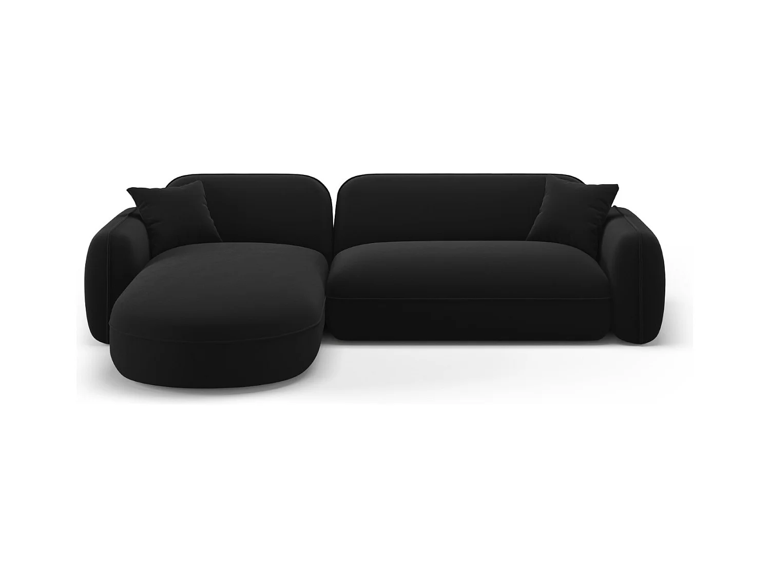 CXL by Christian Lacroix - Modulaire hoekbank links "Lucien" 4 zitplaatsen, Flueel, Zwart - 275x165x70cm