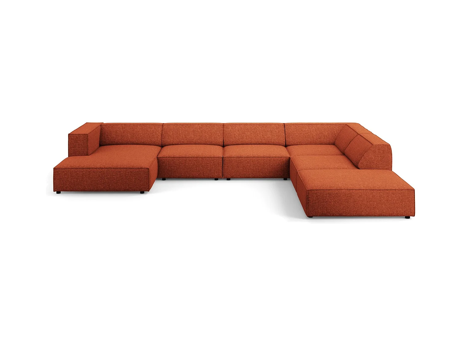Cosmopolitan Design - Panoramische hoekbank rechts "Arendal" 7 zitplaatsen, Chenille, Terracotta - 364x262x70cm