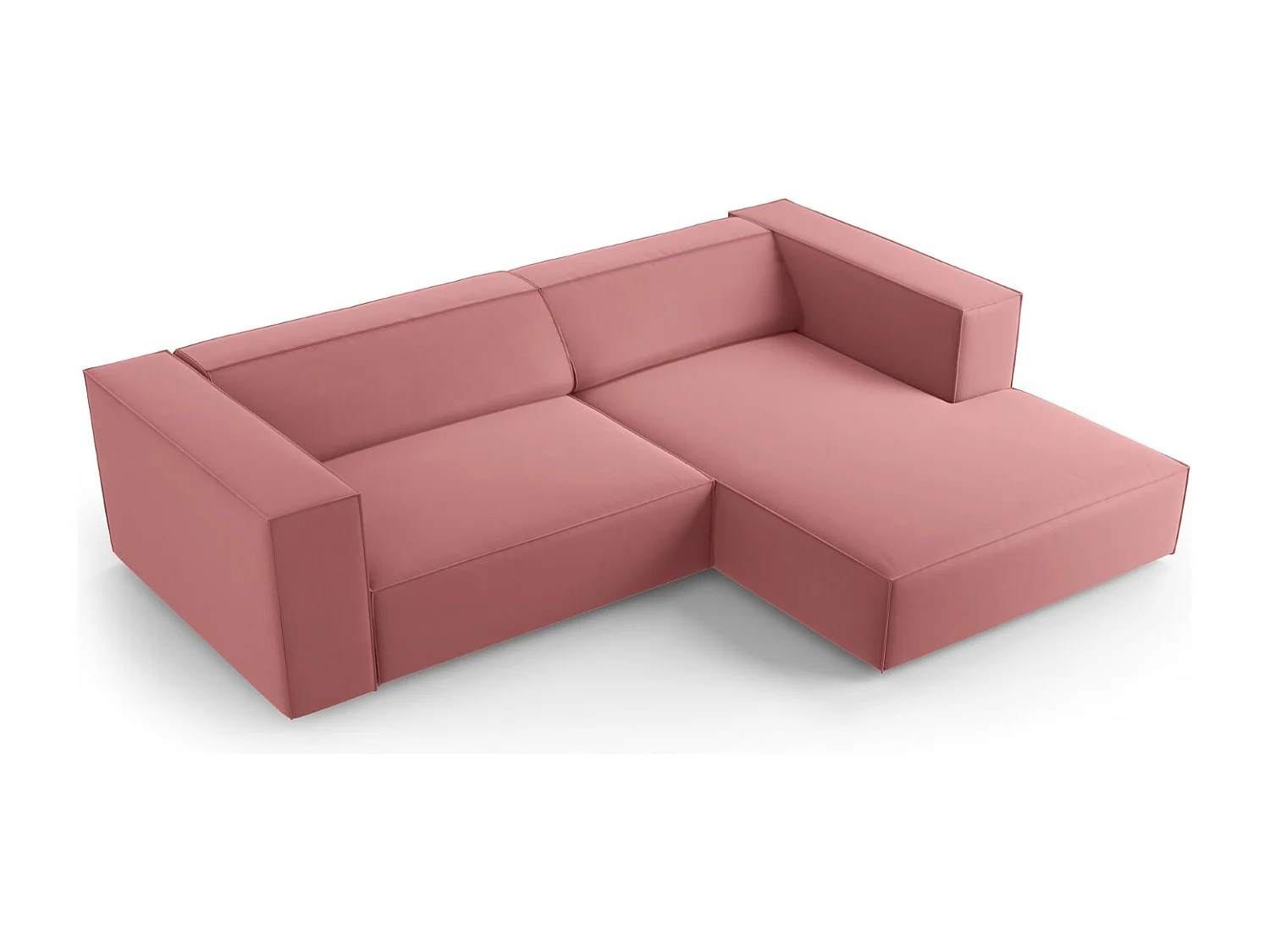 Cosmopolitan Design - Divano angolare destro "Arendal" 3 posti in velluto salmone - 224x166x70cm