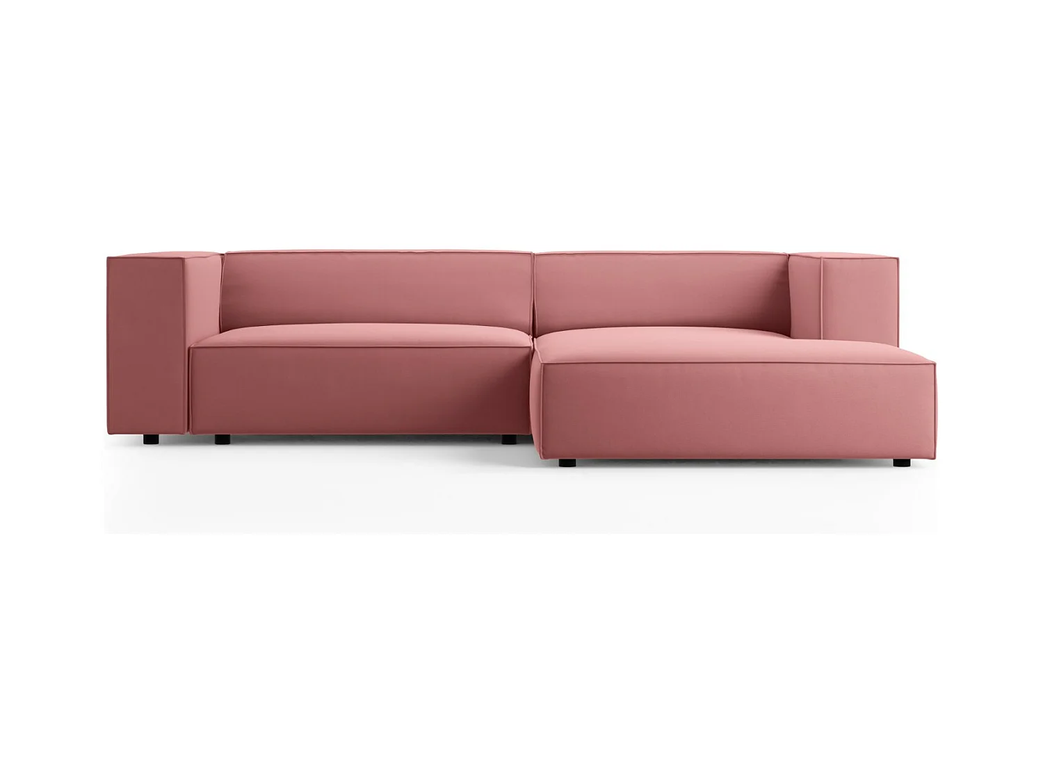 Cosmopolitan Design - Canapé d'angle droit "Arendal" 3 places en velours saumon - 224x166x70cm
