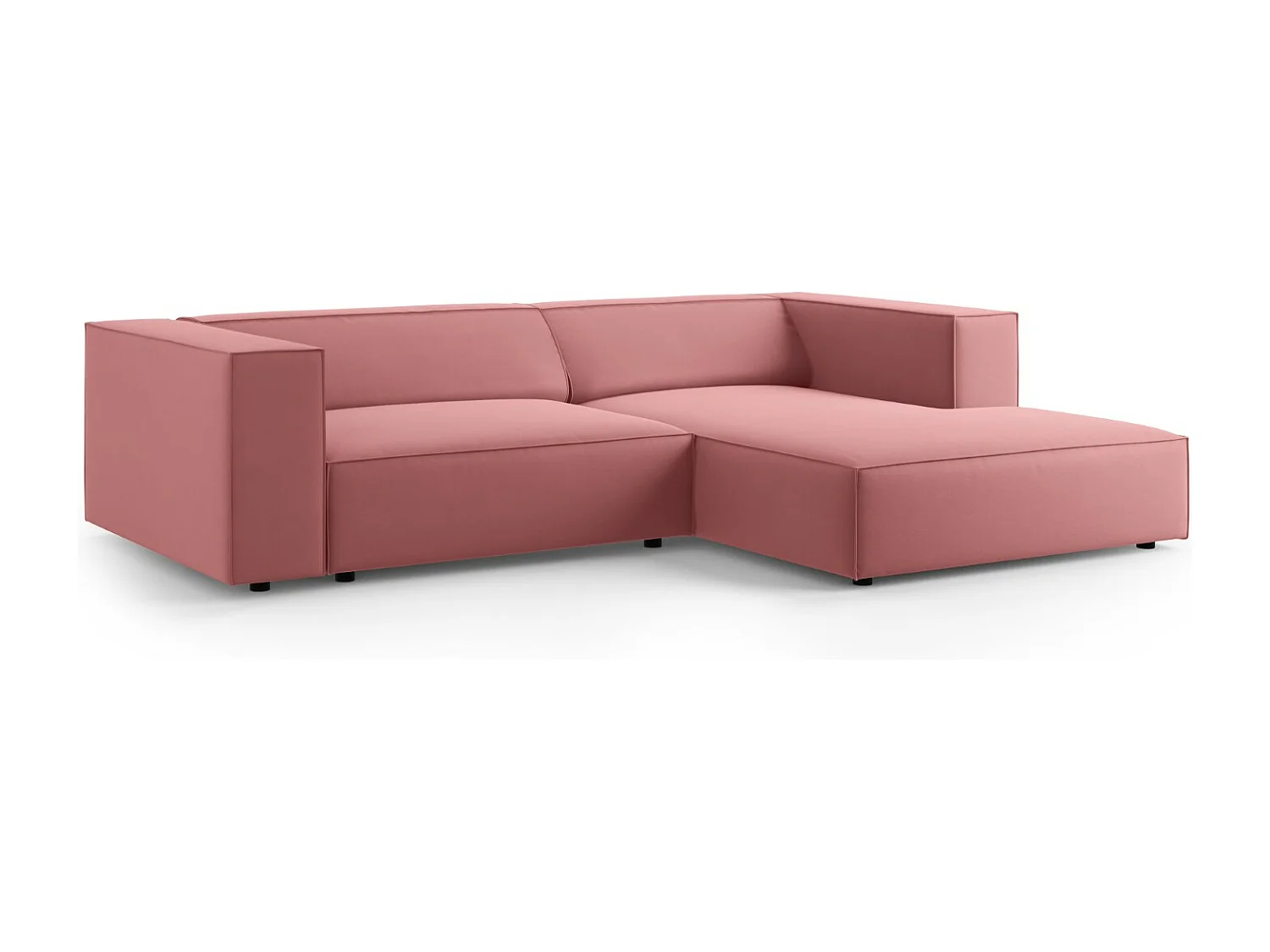 Cosmopolitan Design - Sofá de canto direito "Arendal" 3 lugares em veludo salmão - 224x166x70cm